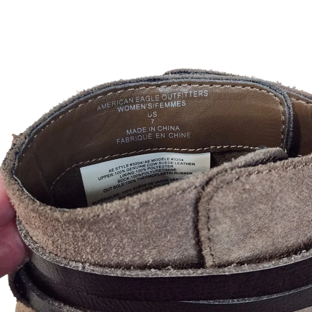 American‎ Eagle Outfitters Boots Womens 7 Ankle Bootie Brown Suede Block Buckle